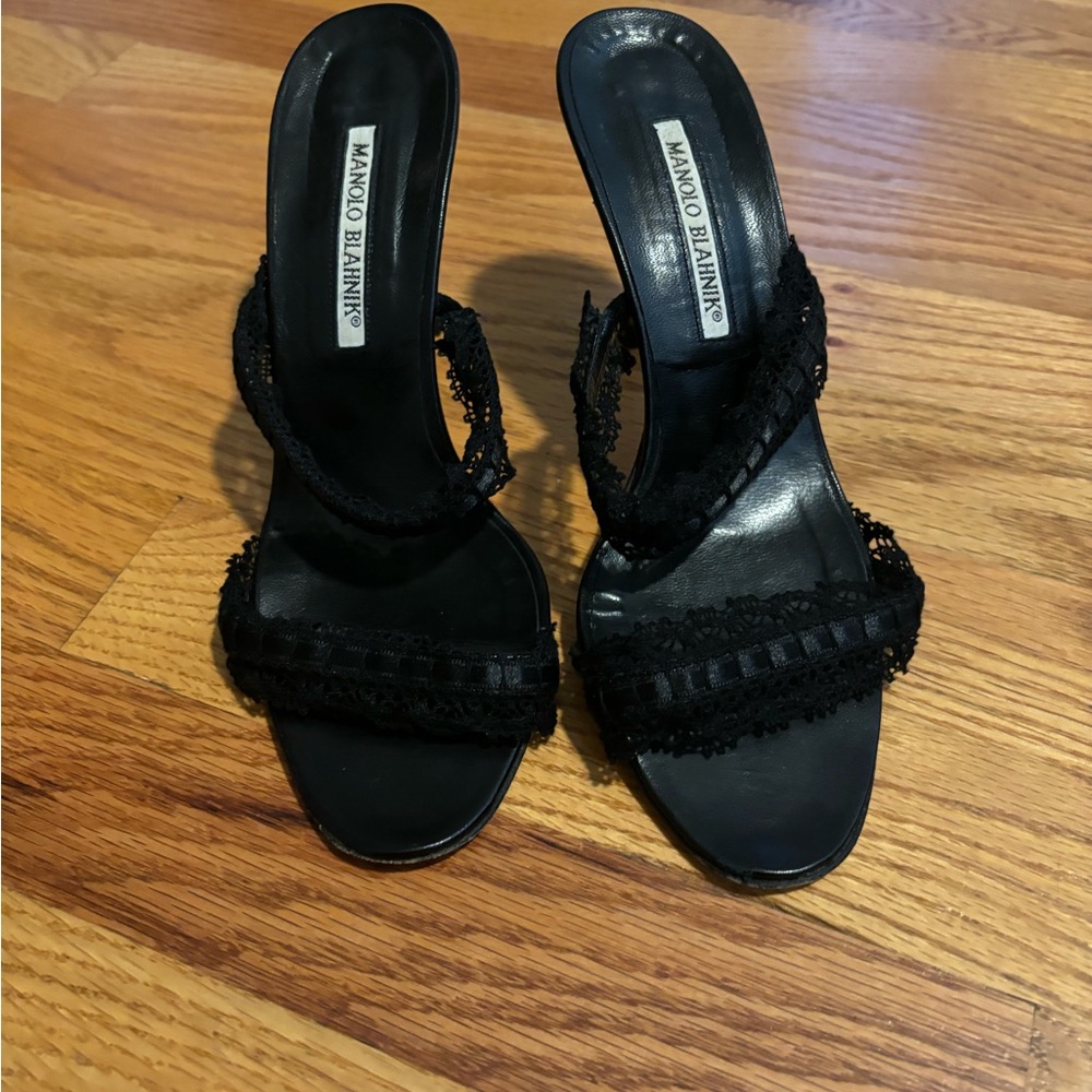 Manolo Blahnik Black Lace Heels
